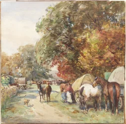 Brough Fair (aquarela, bodycolour e lápis a bordo)